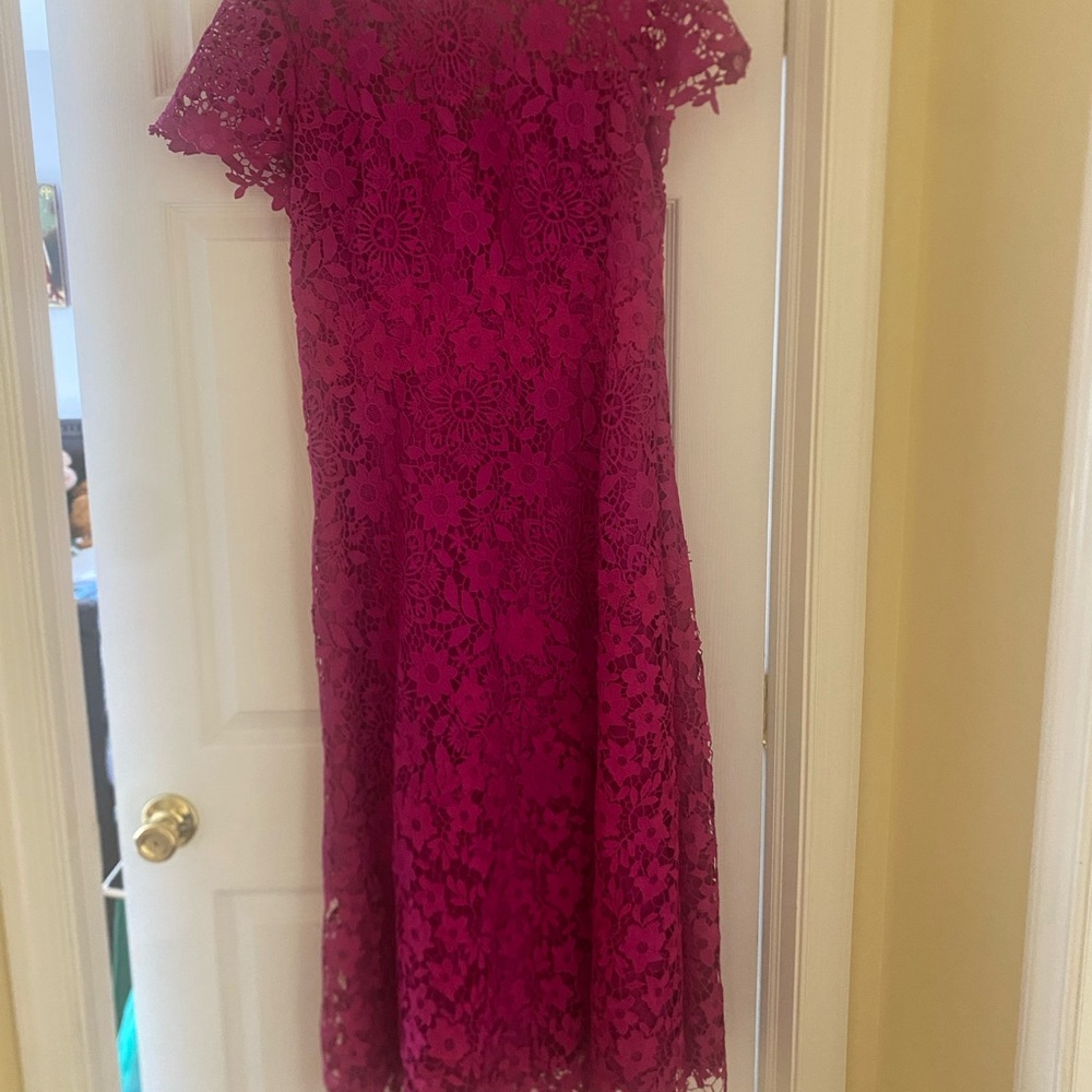 THEIA Elegant Lace Dress in Rich Pink - Size 12